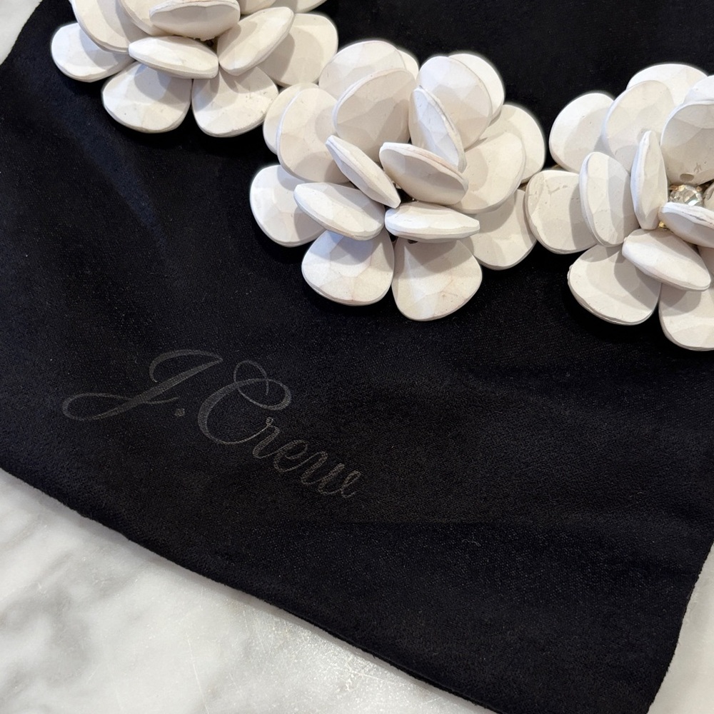J. Crew White Floral Layered Statement Necklace with Gold Chain - Picture 8 of 13